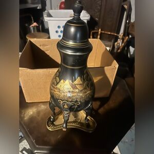 Hand Painted Pewter Dutch Coffee Pot Urn Netherlands